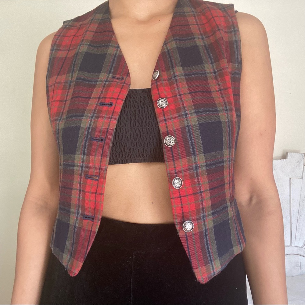 Y2K Plaid Wool Vintage Vest